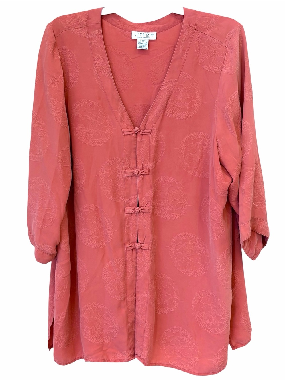 Citron 2-piece silk Coral Mandarin jacket & tank